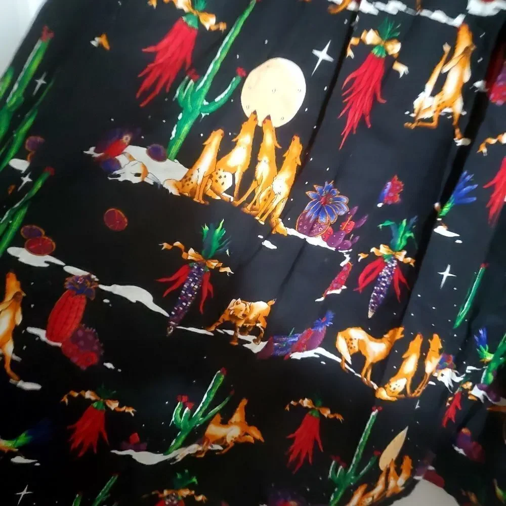 Ruffles Vintage Wolf Pack Print Womens Long Skirt S/M - Picture 3 of 9